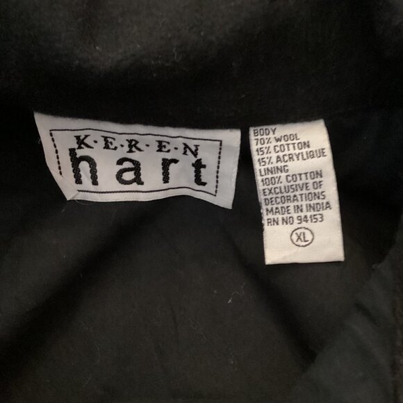 Keren Hart Holiday Jacket Size XL Xlarge Black Wool Blend Christmas Coat Festive - Picture 6 of 6